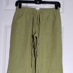 Olive green Linen Pants A'gaci